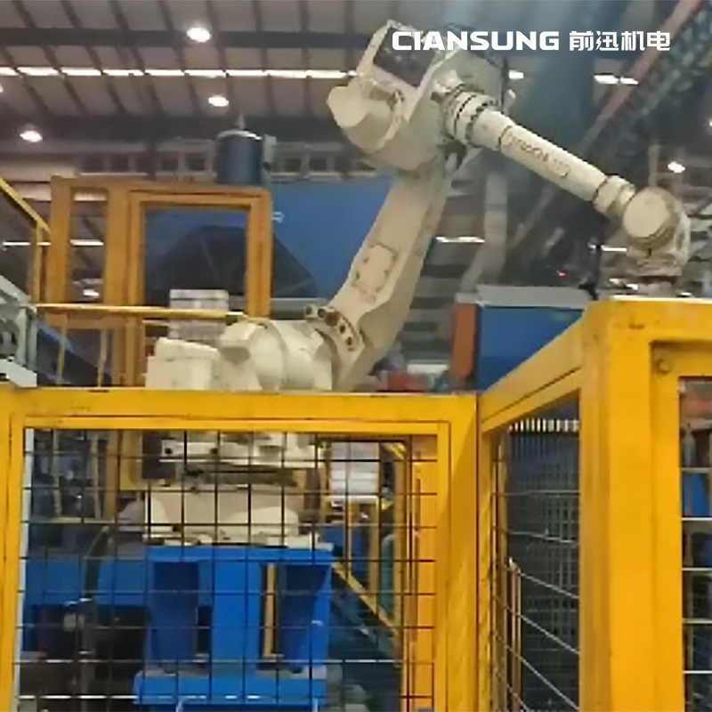 自動(dòng)上下料雙頭伺服倒角機(jī)(材料切斷，雙頭倒外角，稱重，機(jī)器人搬運(yùn)碼垛)